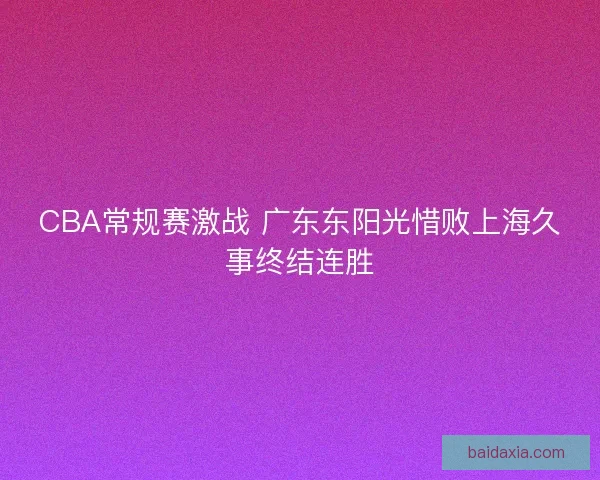 CBA常规赛激战 广东东阳光惜败上海久事终结连胜